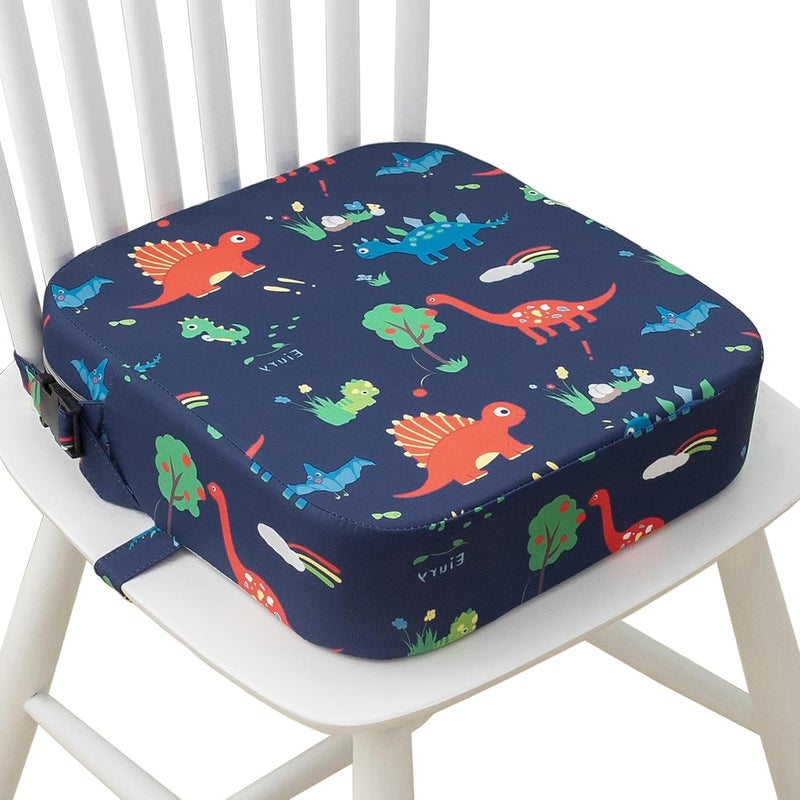 Eiury Toddler Booster Seat for Dining Table, Portable Kids Booster Seat with Safety Buckles Portable Increasing Booster Cushion with Non-Slip Bottom (Blue Dinosaur) - Image 1